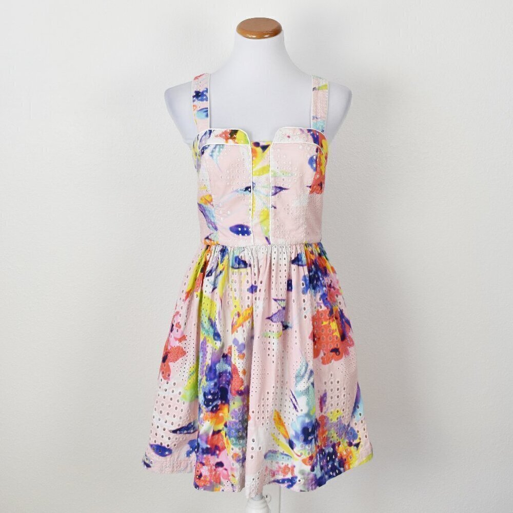 Trina Turk Elin Eyelet Fit and Flare Dress - 6